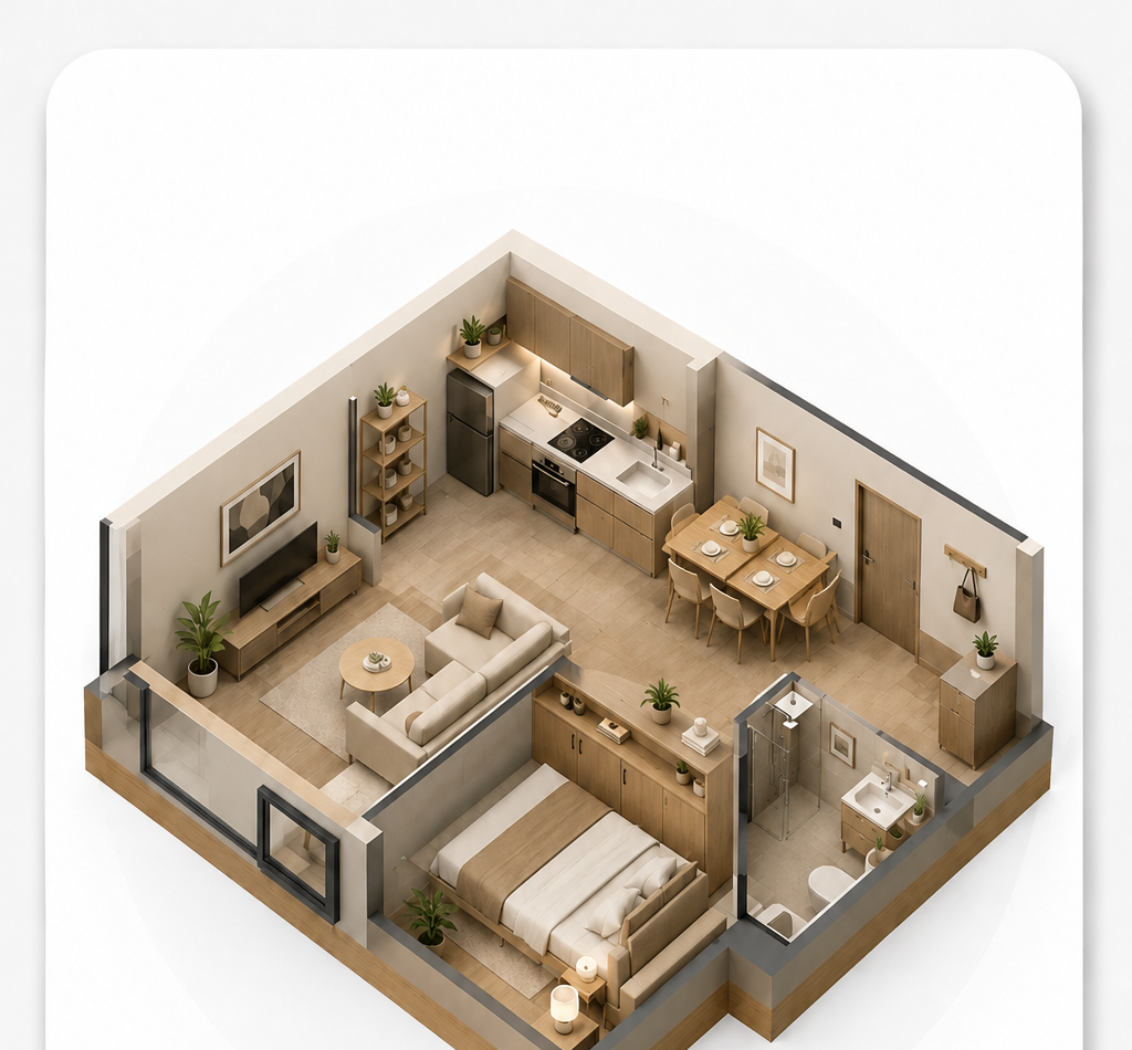 Compact One Bedroom 35-45m²