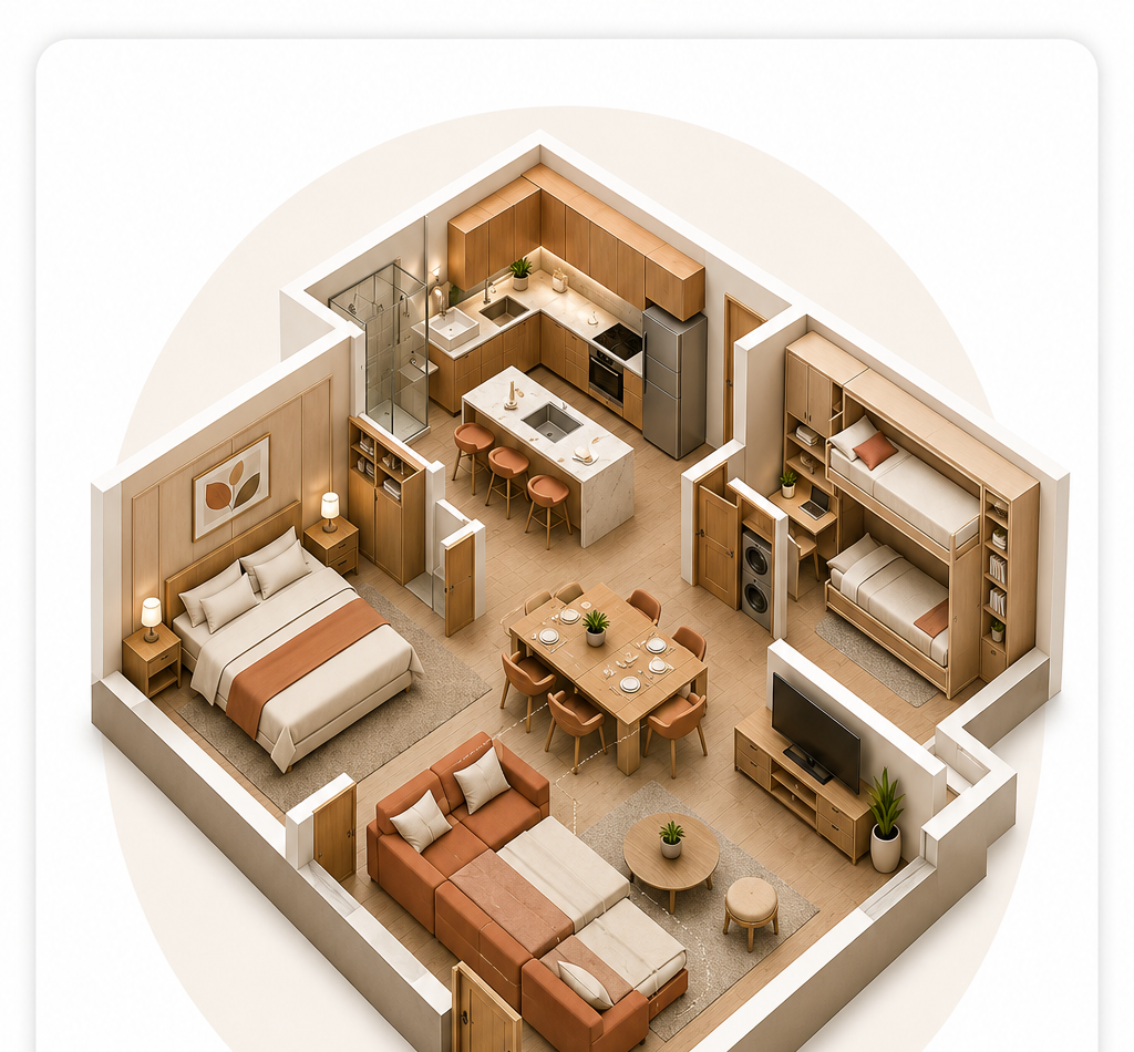 Standard Two Bedroom 65-85m²