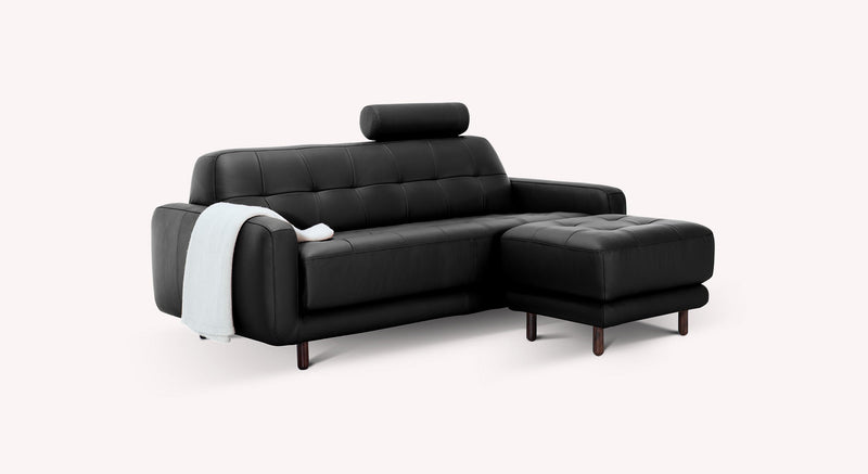 Lot canapé et pouf CLARK Cuir Sidney Noir
