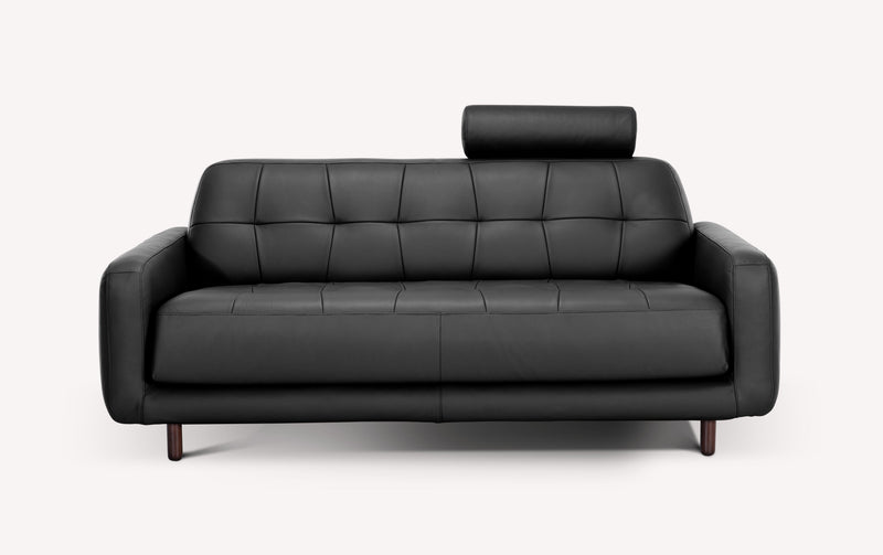 Lot canapé et pouf CLARK Cuir Sidney Noir
