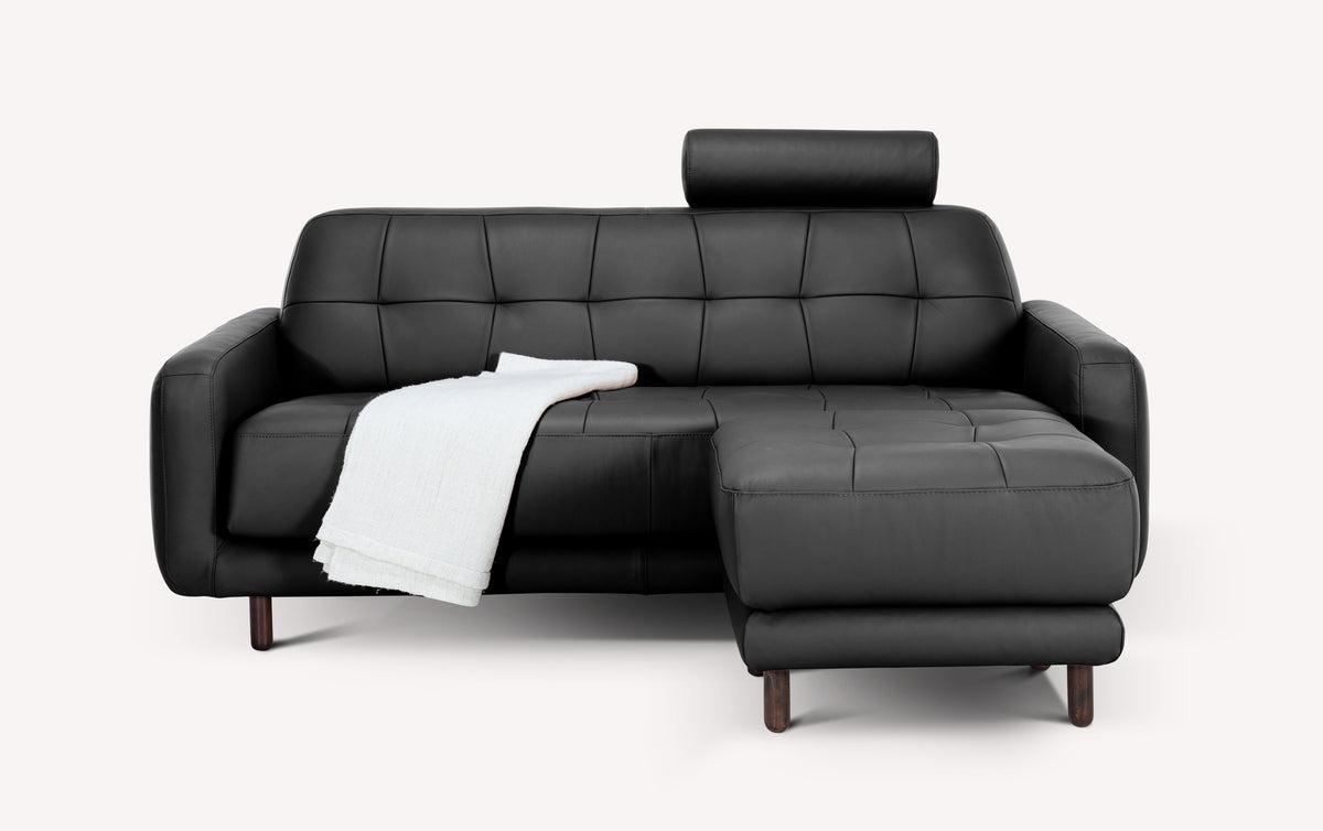 Lot canapé et pouf CLARK Cuir Sidney Noir