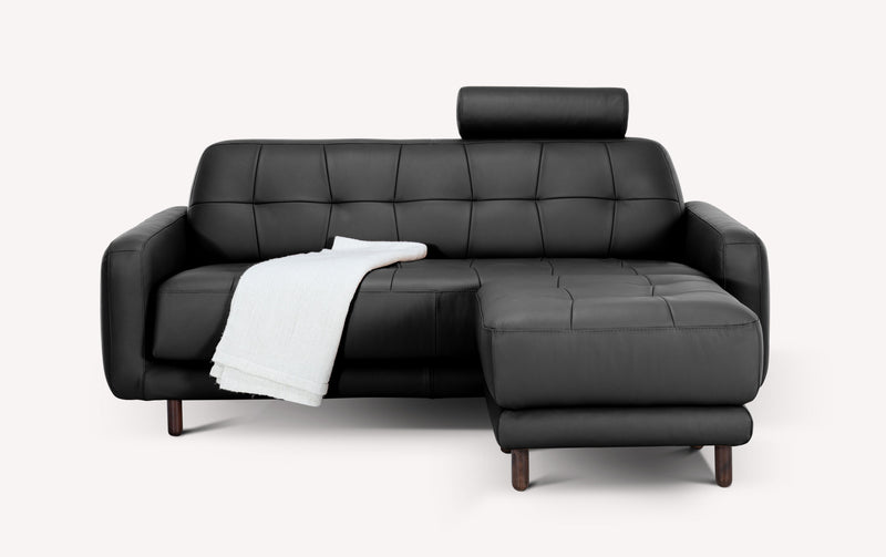 Lot canapé et pouf CLARK Cuir Sidney Noir