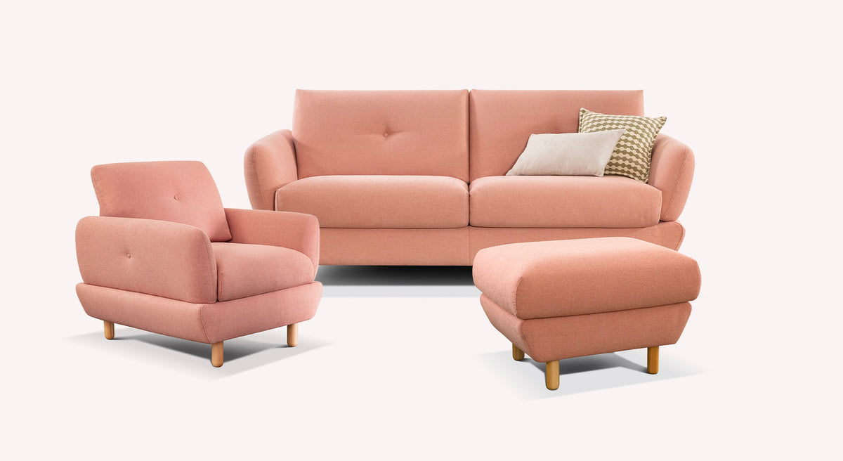 Lot canapé fauteuil et pouf FINN