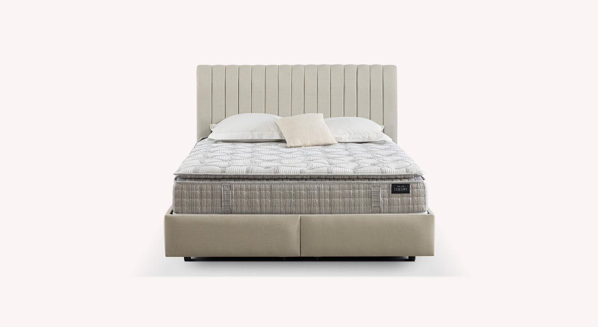 Pack lit coffre, matelas et tête de lit AMSTERDAM Zeugma Beige