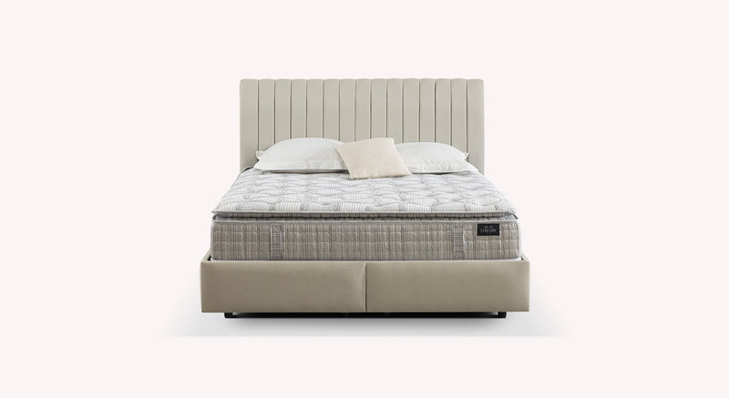 Pack lit coffre, matelas et tête de lit AMSTERDAM Zeugma Beige