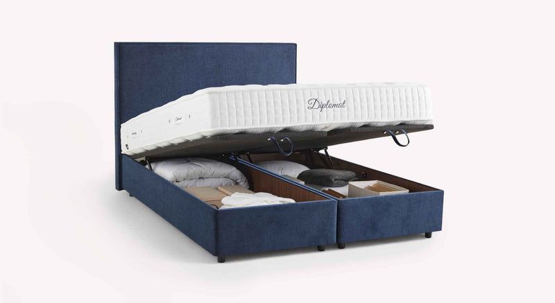 Pack lit coffre, matelas et tête de lit NINA Margon Basic Marine