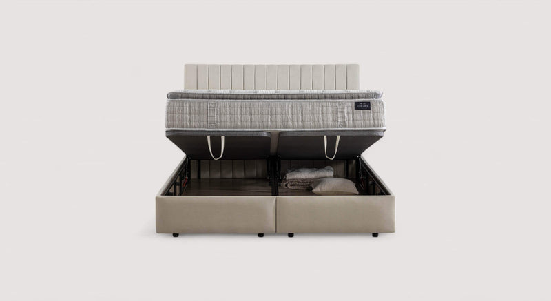 Pack lit coffre, matelas et tête de lit AMSTERDAM Zeugma Beige