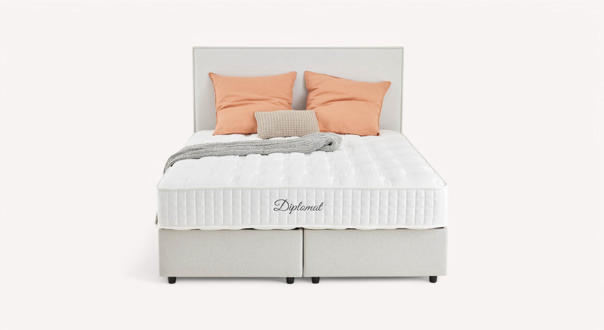 Pack lit coffre, matelas et tête de lit NINA Queens Beige