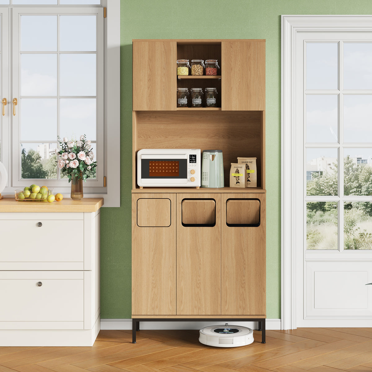 HAMBURG waste sorting cabinet in oak look