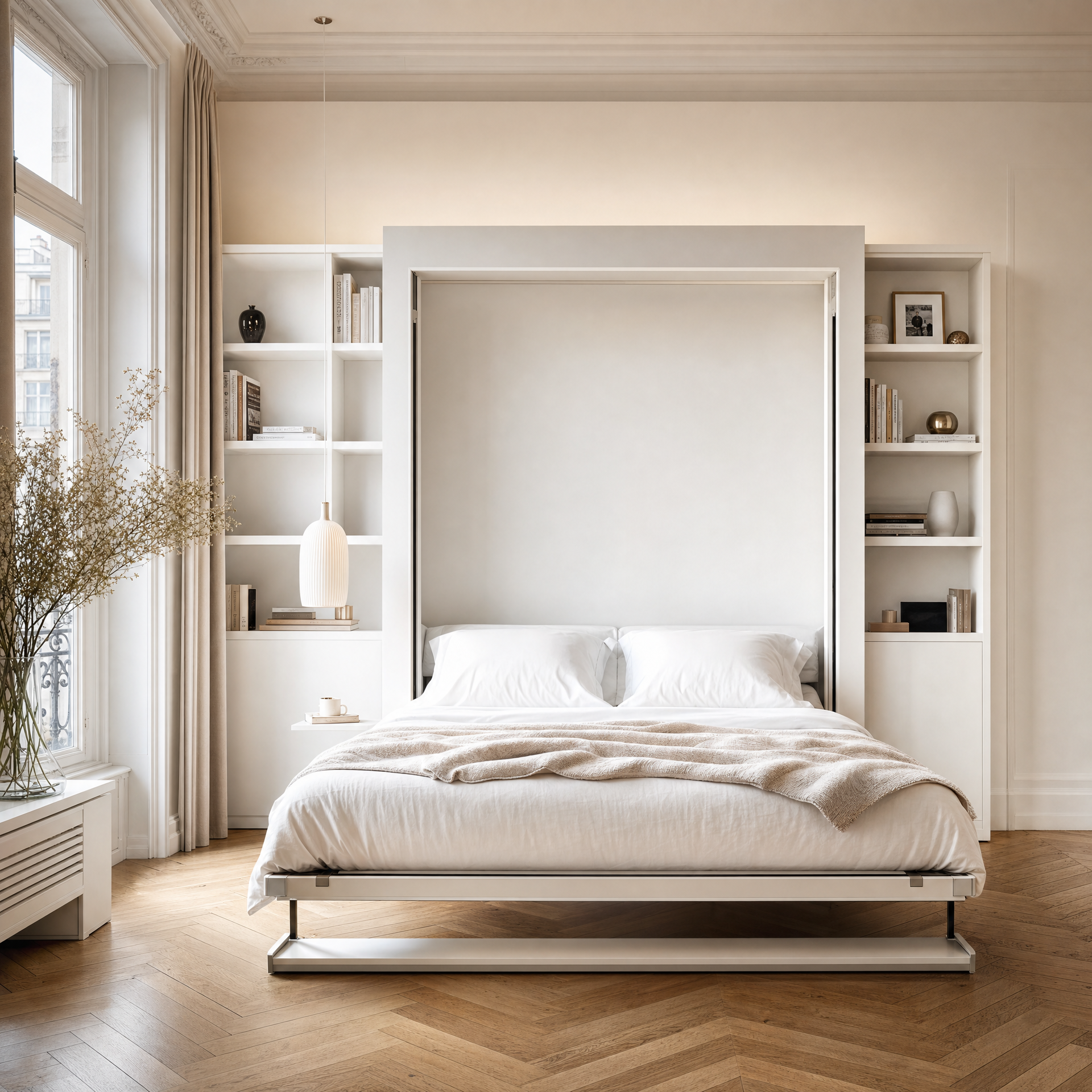 Wall Bed open in Parisian apartment