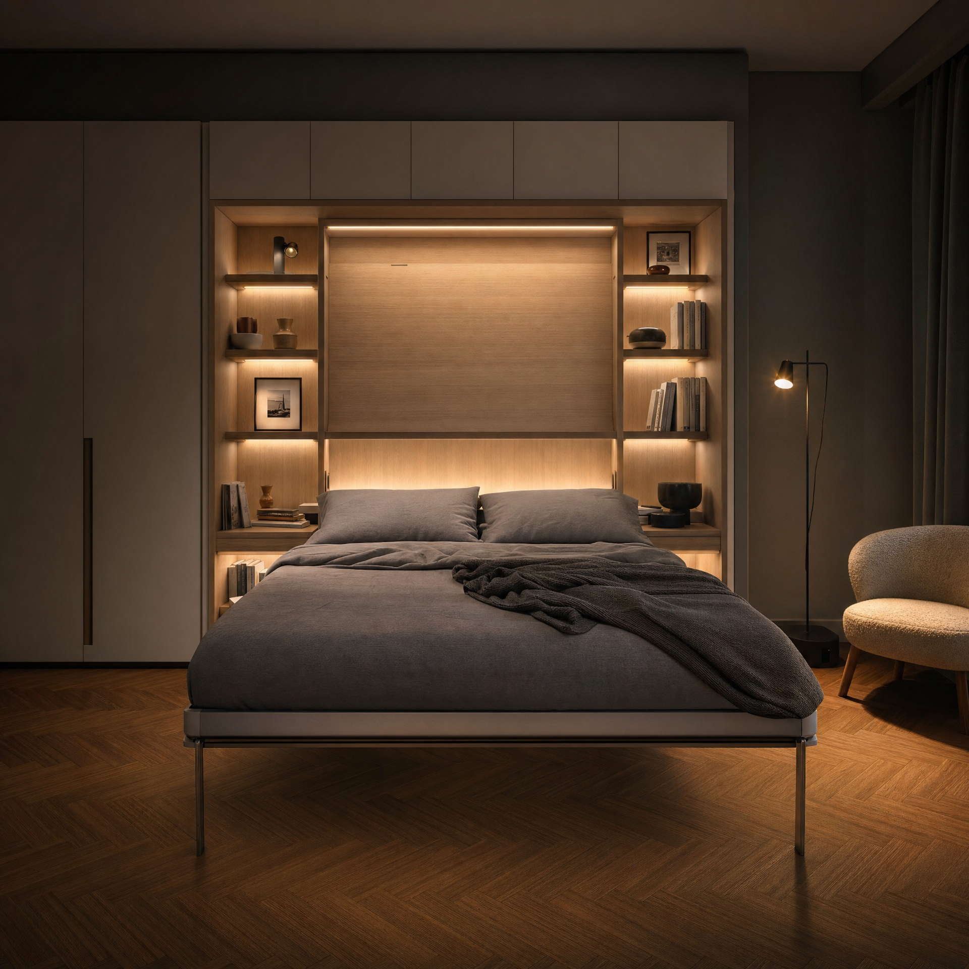 Wall Bed + Desk (night mode)